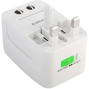 BS Universal Travel Adapter with 125V 6A, 250V Surge_Spike Protected Electrical Plug White (White)