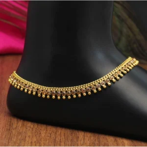 BS Women's Gold Color Rhinestone Anklets (Free Size: Upto 10")