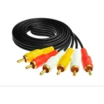 BS 3RCA Male to 3RCA Male Audio Video Cable 1.5 Yards Compatible for TV, LCD, LED, DTH, DVD, VCR (Black)