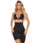 BS Women's Cotton Solid Western Wear Tummy - Thigh Body Shaper (Black)