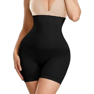 BS Women's Cotton Solid Western Wear Tummy - Thigh Body Shaper (Black)