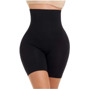 BS Women's Cotton Solid Ethnic Wear Tummy - Thigh Body Shaper (Black)