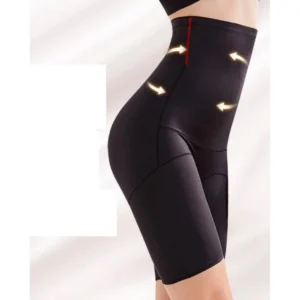 BS Women's Cotton Lycra Solid Western Wear Tummy - Thigh Body Shaper (Black)