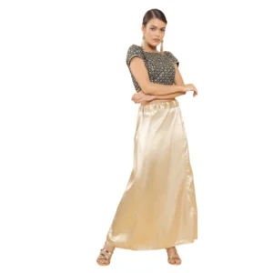 BS Women's Silk Solid Free Size Petticoat (Gold)