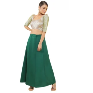 BS Women's Cotton Solid Free Size Petticoat (Green)