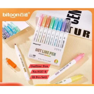 BS  8_PCs Set Outline Pen No.9517-8 | Plastic | Stationery | 5+ Years