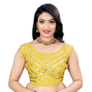 BS Women's Phantom Embroidery Readymade Blouse (Yellow, Size: Free Size)