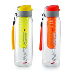 SW Cello Infuse Plastic Water Bottle Set 800 ml Set of 2 Yellow/Orange