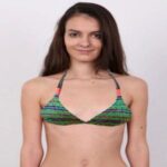SW Seasons Green Knit Crotch Halter Bra