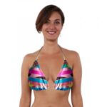 SW Seasons Removable Padded Cups Printed Halter Bra