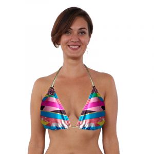 SW Seasons Removable Padded Cups Printed Halter Bra