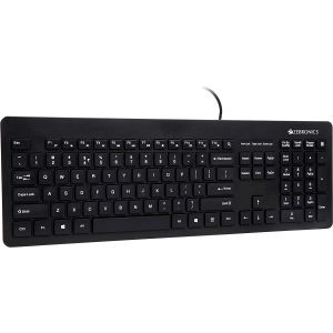 SW ZEBRONICS ZEB-K4000M USB Wired Keyboard with 107 Keys, Silent Operation, Chiclet Keypad, Multimedia Keys, Gold Plated Wired USB Desktop Keyboard (Black)