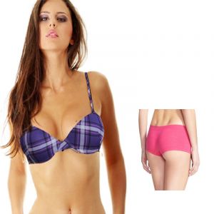 SW Hushh Purple Padded Bra Free Boyshort