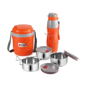 SW Cello Lunch Express Insulated Tiffin and Water Bottle Orange
