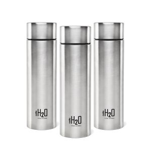 SW Cello H2O Stainless Steel Water Bottle Set 1 Litre Set of 3 Silver