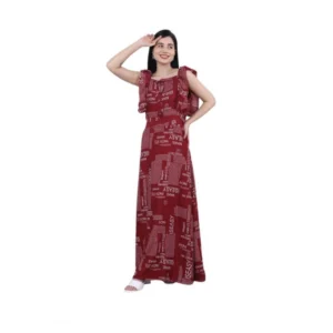 BS Women's Casual Crepe Sleeveless Dress (Maroon)