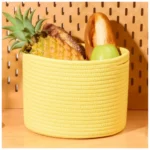 BS Cotton Round Small Storage Basket 9x7 Inch Pack of 1 (Yellow)