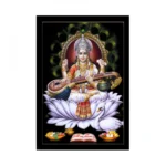 BS araswati Maa Painting with Synthetic Photo Frame (Multicolor)