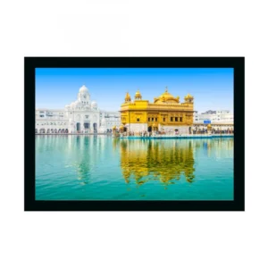 BS Golden Temple Painting with Synthetic Photo Frame (Multicolor)