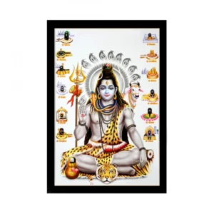 BS Lord Shiva Painting with Synthetic Photo Frame (Multicolor)