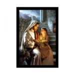 BS Jesus Christ Painting with Synthetic Photo Frame (Multicolor)