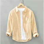 BS Men's Casual Cotton Striped Full Sleeve Collar Shirt (Yellow)