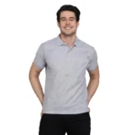 BS Men's Casual Half Sleeve Solid Cotton Blended Polo Neck T-shirt (Grey)