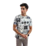 BS Men's Casual Half sleeve Printed Polyester Crew Neck T-shirt (Cream)