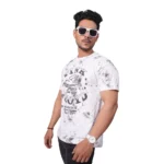 BS Men's Casual Half sleeve Printed Cotton Crew Neck T-shirt (White)