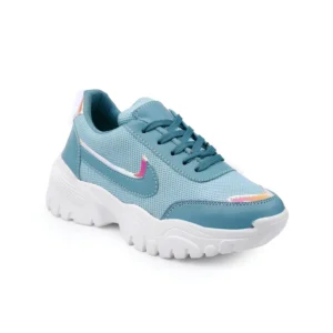 BS Women's Casual Mesh Printed Lace-Ups Shoes (Blue)