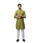 BS Men's Casual Cotton Printed Full Sleeve Kurta Pyjama Set (Mahendi)