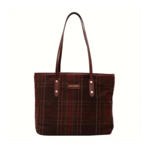 BS Women's Woolen Medium Shoulder Zipper Handbag (Red)