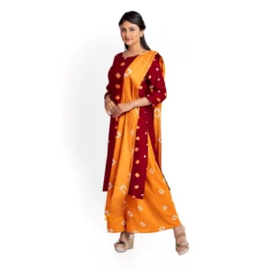 BS Women's Rayon Printed Unstitched Salwar Suit Material With Dupatta 2.3Mtrs (Red)