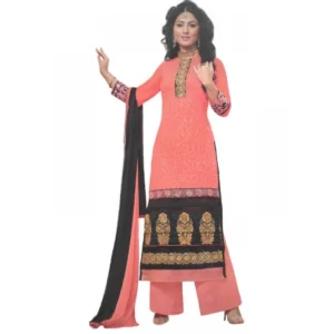 BS Womens Cotton Regular Unstitched Salwar-Suit Material With Dupatta (Light Red, Black, )