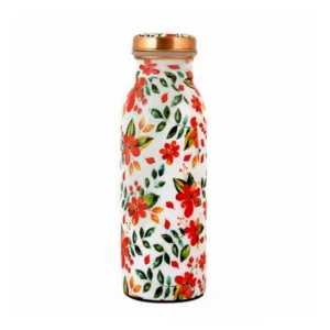 BS Copper Floral Printedwater Bottle 500Ml (White)