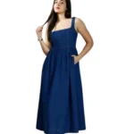 BS Women's Casual Denim Sleeveless Dress (Blue)