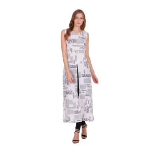 BS Women's Casual Crepe Sleeveless Slit Dress (White)