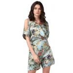 BS Women's Polyester Floral Dungaree Pant (Multicolor)