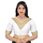 BS Women's Banglory Embroidery Readymade Blouse (White, Size: Free Size)