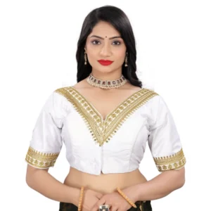 BS Women's Banglory Embroidery Readymade Blouse (White, Size: Free Size)