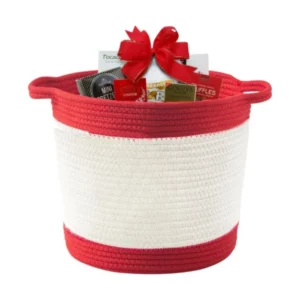 BS Cotton Basket Pack of 1 Storage Basket For Clothes (Red)